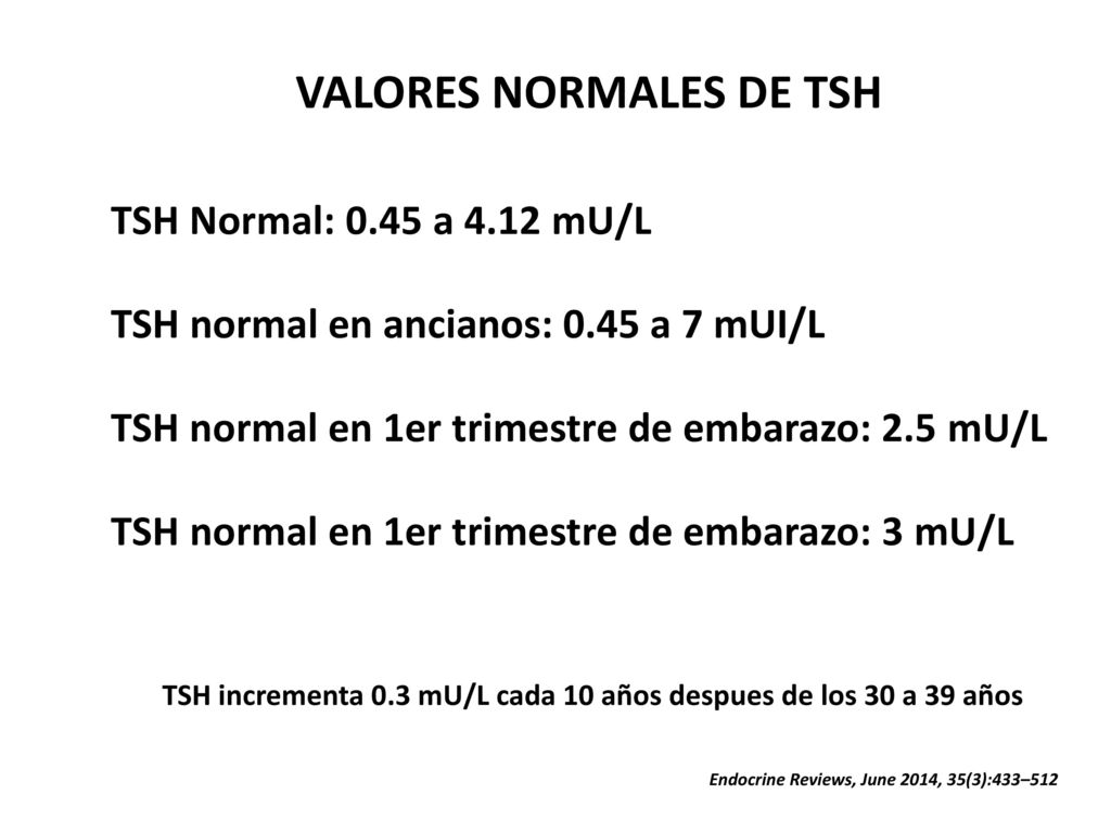 Valores normales de tsh en adultos